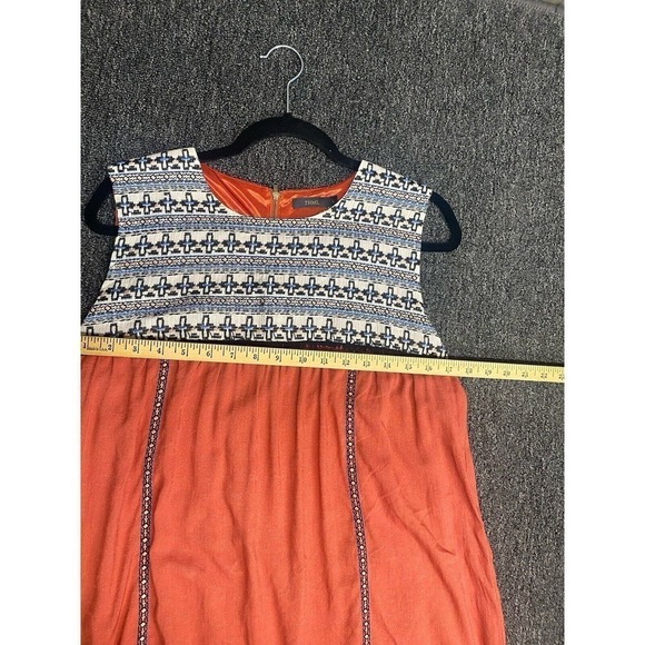 THML By Anthropologie Orange & Blue Embroidered Boho Dress SZ Large - Picture 7 of 7